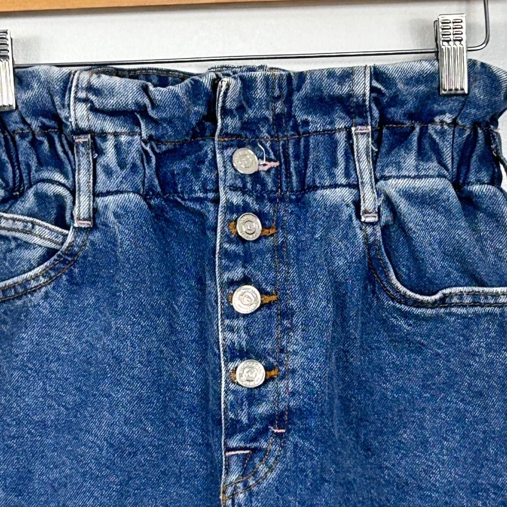 Scotch & Soda Denim Skirt Womens Small Blue Paperbag Waist Button Front Mini - Picture 3 of 9